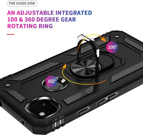 Vista 4 de ADDIT Funda 4A 4G para Google Pixel 4a 4G, con anillo de soporte, soporte ajustable, grado militar, protección resistente, a prueba de golpes