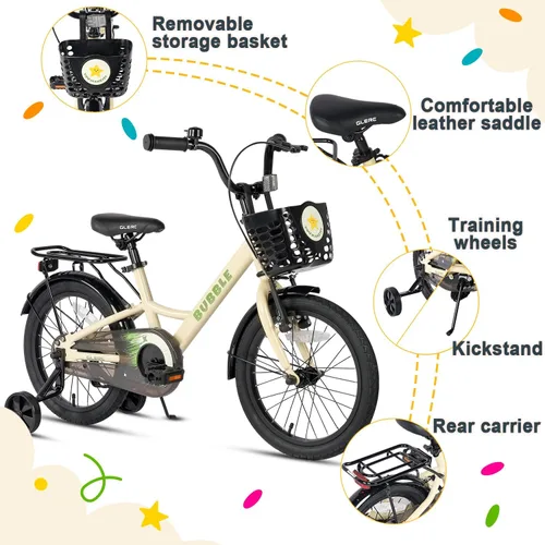 Vista 3 de Glerc Bicicleta de burbujas para niños, bicicleta para niños de 12 a 16 pulgadas, para niños de 2 a 8 años, bicicleta para niños con cesta y ruedas