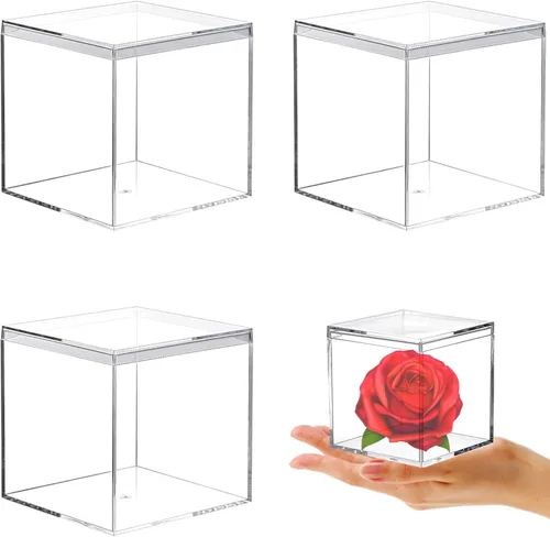 Vista 18 de KissYou Caja Pequeña de Acrílico con Tapa Cajas de Caramelo Transparentes para Exhibición Decoración de Fiesta Cubo Cuadrado de Plástico