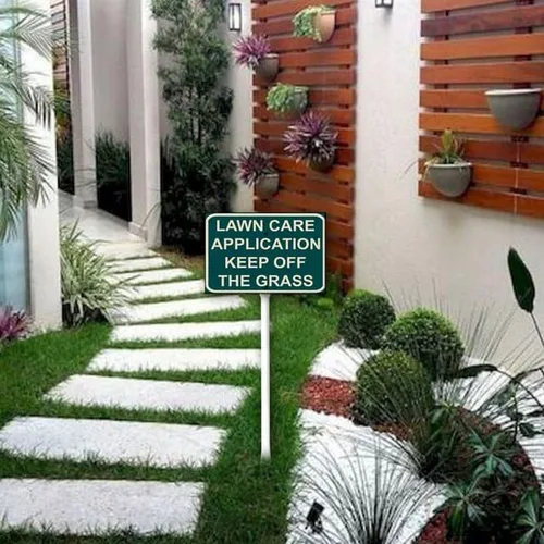 Vista 4 de Generic Letrero de 8 x 12 pulgadas para el cuidado del césped, con estaca, de aluminio resistente, para decoración del jardín, exterior