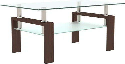 Vista 10 de Mesa de centro rectangular de vidrio de 39.4 pulgadas, mesa de centro negra con vidrio templado y patas de metal, mesa central moderna de 2 niveles