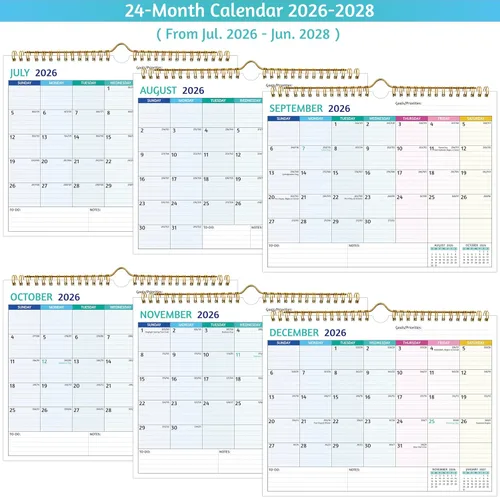 Vista 5 de Calendario de pared 2026-2028 – julio 2026 – junio 2028, calendario de 2 años 2026-2028, 11 x 8.5 pulgadas, calendario 2026 de 24 meses, calendario