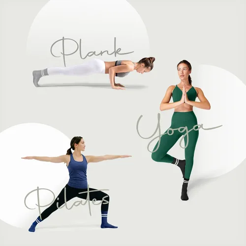 Vista 4 de Calcetines de yoga para mujer, calcetines antideslizantes con cojín para pilates, barra pura, ballet, entrenamiento, hospital, hogar, 4 pares