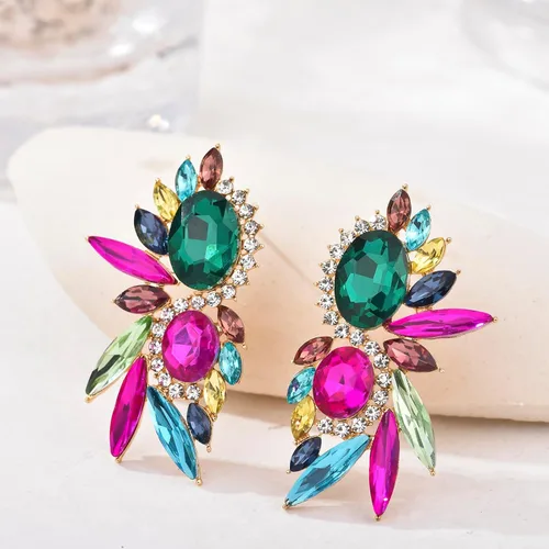 Vista 2 de Aretes colgantes vintage con diamantes de imitación para mujer