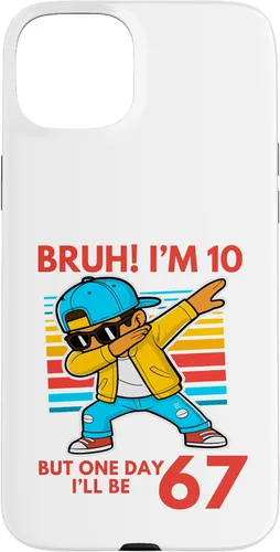 Vista 9 de Bruh I'm 10 But One-Day I'll Be 67 Retro 10th Birthday Kids Case for iPhone 17
