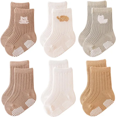 Vista 10 de Calcetines antideslizantes para bebés, calcetines antideslizantes para niñas y niños recién nacidos, calcetines antideslizantes casuales