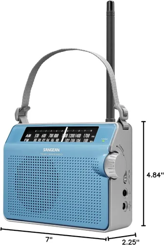 Vista 3 de Sangean PR-D6BU AM/FM Compact Analógica Portátil Radio, Azul