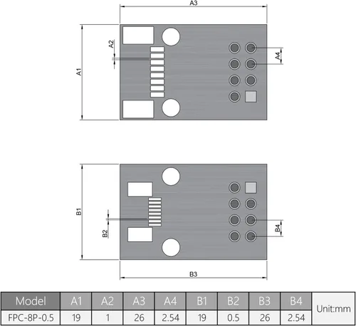 Vista 2 de Fielect FPC-8P-0.5 / FPC-8P-1 a DIP Adaptador PCB Junta SMD Convertidor 20pcs 17.78 x 30.48 5 piezas