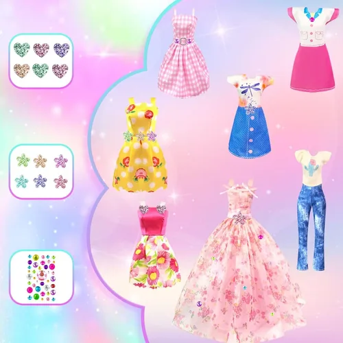 Vista 7 de Kit de diseño de moda de 75 piezas de ropa y accesorios para muñeca con armario de muñeca para muñeca de 11.5 pulgadas, incluye vestido de novia