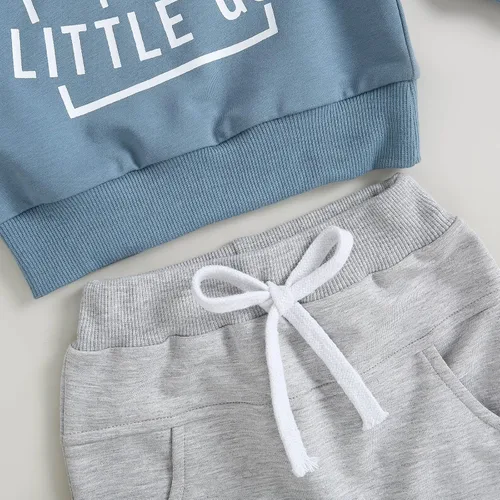 Vista 7 de FOCUSNORM Conjunto de sudadera con letras y pantalones deportivos para bebé recién nacido, para otoño e invierno