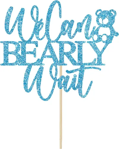 Vista 6 de We Can Bearly Wait - Decoración para pasteles, oso de peluche, decoración de baby shower para niños, tema de oso de bebé, baby shower, revelación
