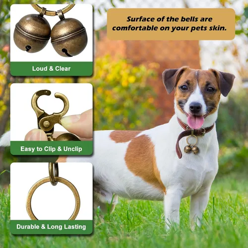Vista 3 de Campanas para collares de perro, campanas de gato extra ruidosas y campanas de perro para rastreo de mascotas y halconería, dijes de collar de latón