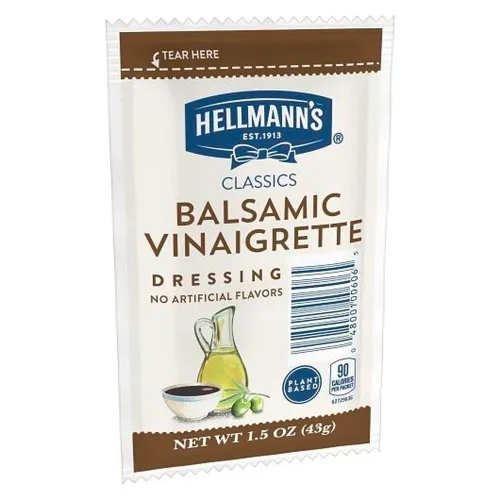 Vista 3 de Hellmann's Classics Balsámico Vinagreta Ensaladera de Vinagreta Control de Porciones Bolsitas Sin Gluten Sin Sabores Artificiales ni Jarabe de Maíz