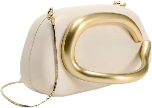 Vista 3 de Bolsos de mano de acrílico de noche para mujer, bolsos de noche, bolso cruzado de piel sintética con acento ovalado dorado
