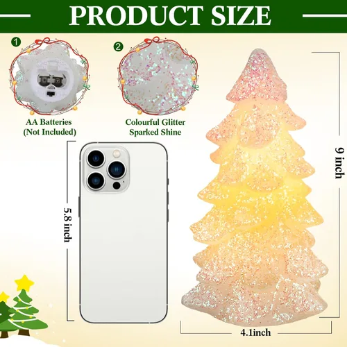 Vista 3 de Glooglitter 2 velas blancas sin llama para árbol de Navidad de 9 pulgadas, brillantes de cera real, parpadeantes, funcionan con pilas, velas LED