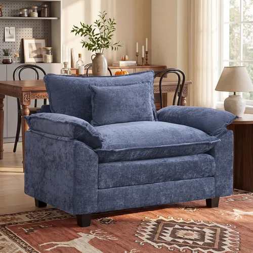 Vista 57 de Oprisen Sofá Seccional Modular, Cómodo Cloud Couch Sofá Seccional, Sofá Cama de Chenilla con Asiento Profundo con Almohadas Decorativas para Sala