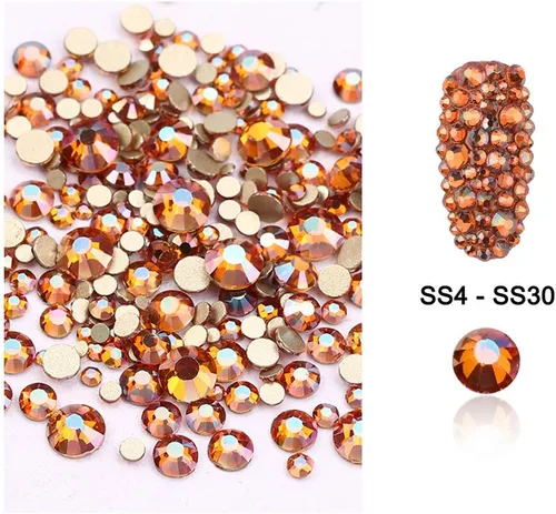Vista 2 de Dowarm 2650 unidades de pegamento de diamantes de imitación de cristal con parte trasera plana, 6 tamaños de 0.059 in, 0.079 in, 0.110 in, 0.189 in