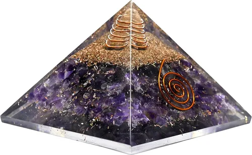 Vista 9 de Amazing Gemstone Pirámide de orgón de amatista para EMF y protección de energía negativa - Pirámide de cristal de amatista natural, Amatista