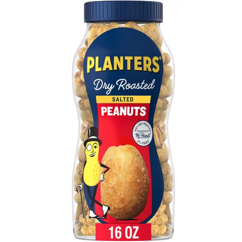 Vista 19 de PLANTERS Cacahuetes tostados secos, proteína a base de plantas, ligeramente salado, aperitivo de maní, tarro de 16 onzas