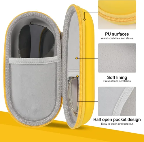 Vista 3 de Double Glasses Case,Dual Eyeglasses & Sunglasses Organizer with Clip Zipper Closure for Travel 2 Pairs Storage Box