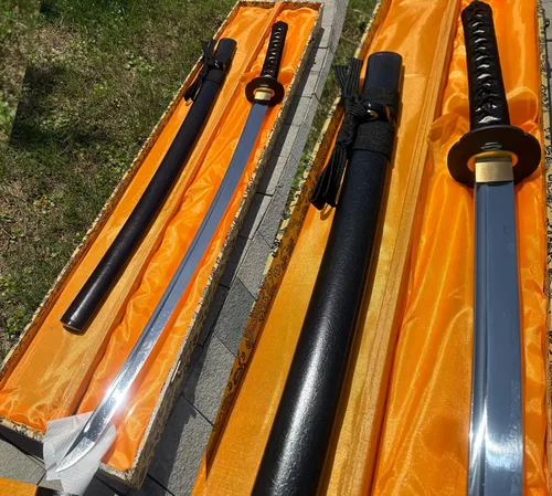 Vista 13 de Espada samurái japonesa auténtica hecha a mano de acero de alto carbono 1095 de acero de alto carbono, espada samurái japonesa de espiga completa