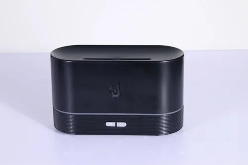 Vista 4 de Difusor de aceite esencial con efecto de llama, negro, luz LED de estado de ánimo, control de 2 botones