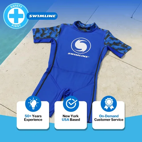 Vista 7 de Swimline Traje de entrenamiento de natación flotante de licra, azul para niños, talla S