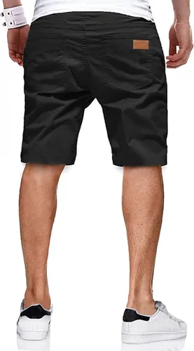 Vista 2 de Pantalones cortos de algodón para hombre, estilo casual, de ajuste clásico, con 4 bolsillos, para verano, playa