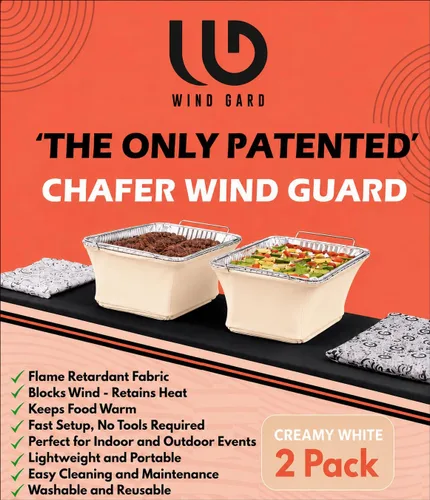 Vista 10 de The Original Patented' - Protector contra el viento para bufés, catering, cubierta para calentador de alimentos, poliéster ignífugo, lavable Negro