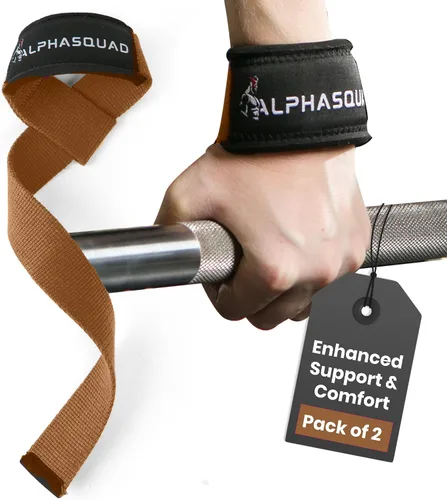 Vista 8 de ALPHASQUAD Correas de levantamiento para levantamiento de pesas – Correas de muñeca resistentes para levantamiento de pesas con envolturas