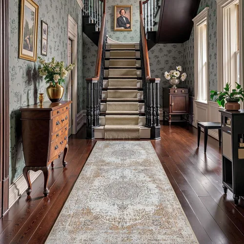 Vista 34 de jinchan Alfombra floral primaveral de 2 x 3 pies para entrada, alfombra desgastada lavable, de pelo corto, suave, pequeña, antideslizante, tapete