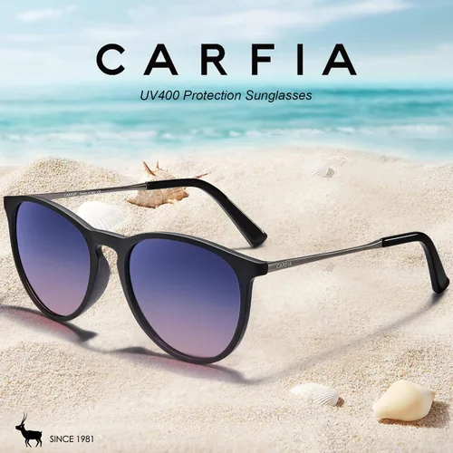 Vista 6 de CARFIA Gafas de sol vintage para mujer, polarizadas, protección UV, estilo clásico retro, CA5100