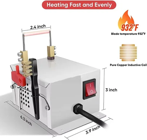 Vista 5 de Electric Rope Cutter - 60W Hot Knife Thermal Blade Heat Sealer, Maximum Temperature 500℃, Bench Mount Tool for Cutting Braid Fabric, Webbing White