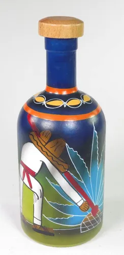 Vista 4 de Vasos de chupito mexicanos para hacer tequila, Pancho con cactus de agave azul, botella pintada a mano, 4 vasos de chupito