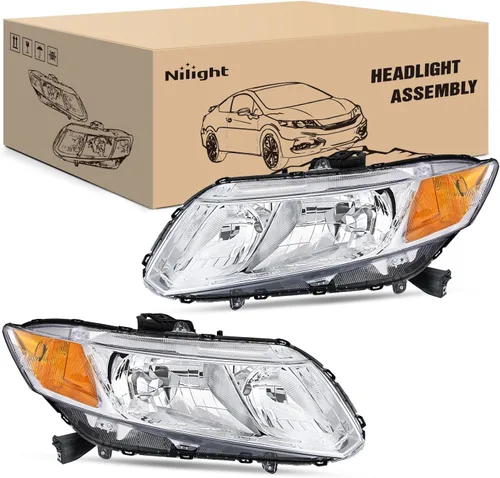 Vista 8 de Nilight Conjunto de faros para Honda Civic Sedán 4 puertas 2012 2013 2014 2015 y Coupe 2 puertas 12 13, Carcasa negra 12 13 Civic Coupé 2 puertas