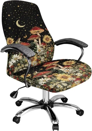 Vista 16 de 250 Years of Glory - Funda para silla de trabajo con diseño de águila calva, diseño de margarita y bandera estadounidense, funda giratoria acolchada