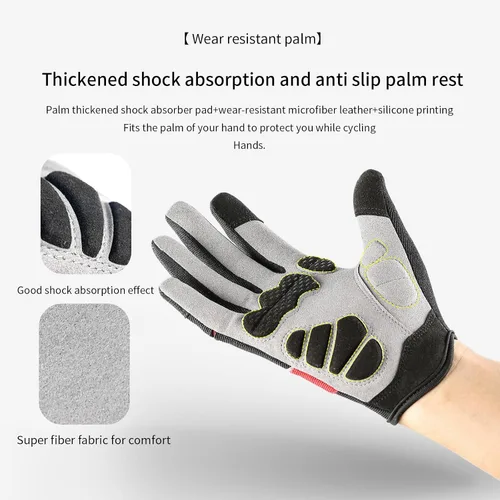 Vista 5 de KynciLOR Guantes de ciclismo para mujer y hombre, guantes de ciclismo con dedos para pantalla táctil y almohadillas de palma con silicona