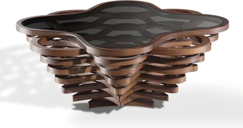 Vista 6 de by Papella Design, Mesas de centro de nogal natural Veener para sala de estar, mesa rústica, mesa de centro para sala, mesa central, mesa de Nube
