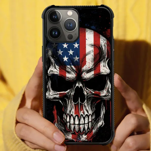 Vista 65 de Funda compatible con iPhone 8, a prueba de golpes, antiarañazos, bandera de ciervos de cola blanca de grano de madera estadounidense