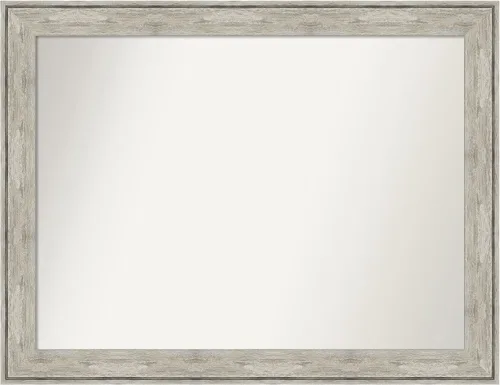Vista 438 de Amanti Art Espejo de baño plateado para sobre el fregadero, 28 x 37 pulgadas, elegante espejo rectangular de peltre cepillado, marco de madera