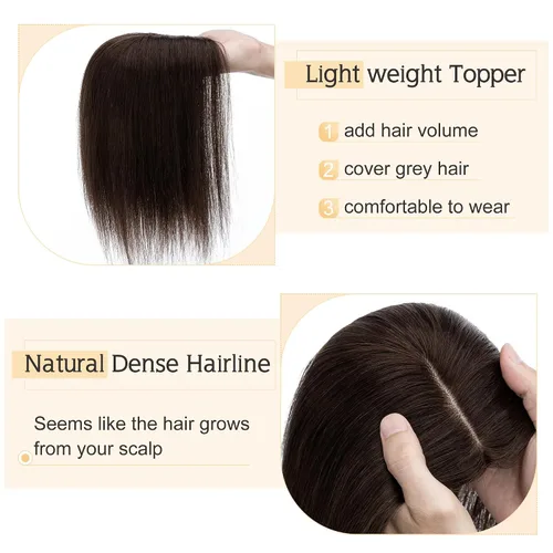 Vista 3 de SEGO Pelucas de cabello humano para mujeres con cabello delgado, base de seda de 7 * 13 cm, 100% cabello humano real, clip para peluca de la parte
