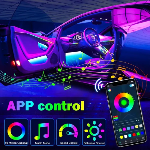 Vista 4 de Dreamcolor - Tira de luces LED 6 en 1 para automóvil con control de aplicación y 213 modos de color, kits de iluminación ambiental de neón