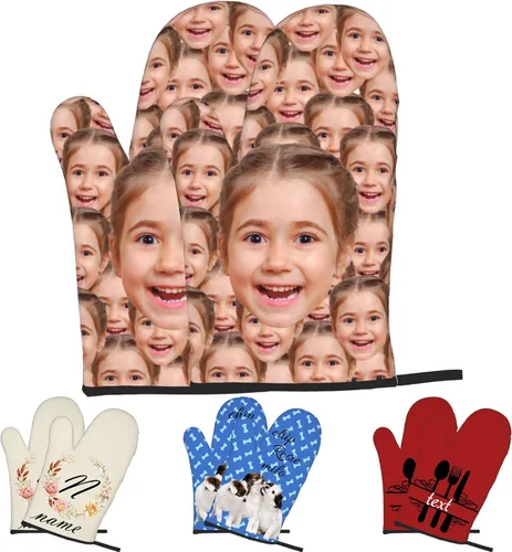 Vista 26 de Manoplas de horno personalizadas con nombre y foto, resistentes al calor y a la intemperie, para amigos y familia, como regalo de cocina, horneado