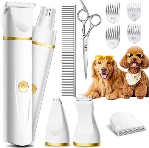 Vista 8 de unibono Kit de aseo para perros con recortador de patas, cortapelos eléctrico recargable todo en uno de bajo ruido, silencioso y pequeño para patas