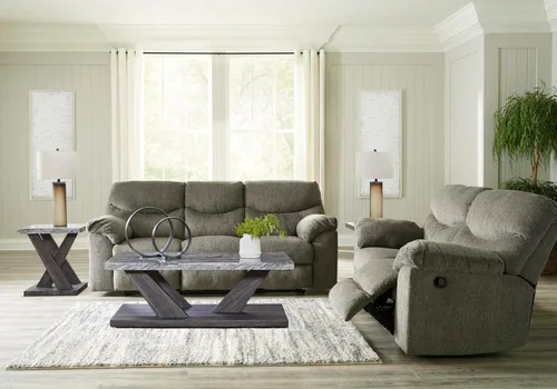 Vista 15 de Signature Design by Ashley Alphons - Sofá biplaza reclinable de transición, color gris claro