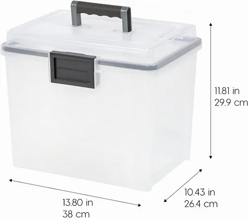 Vista 2 de IRIS - Caja de archivos hermética portátil tamaño carta, paquete de 4, transparente Store and transport letter size files, documents and records