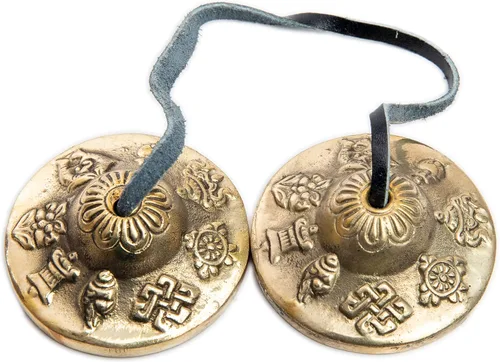 Vista 4 de Campanas de platillos Tingsha – Fácil de tocar – Campana de meditación Mindfulness para la curación de chakras, regalos espirituales de dharma Asta