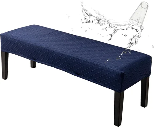 Vista 16 de Genina Fundas impermeables para banco de comedor, protector de asiento de banco de jacquard elástico, funda de banco rectangular para dormitorios