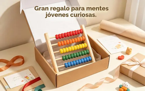 Vista 5 de MAGIKON Ábaco miniatura, marco de conteo de madera de 5 filas
