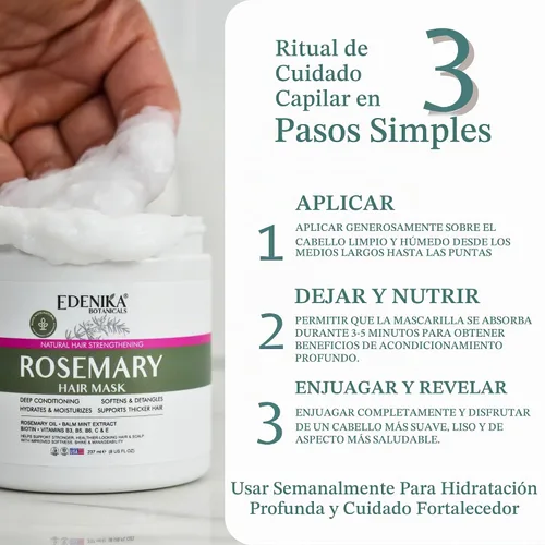 Vista 5 de Mascarilla capilar con aceite de romero, acondicionador profundo